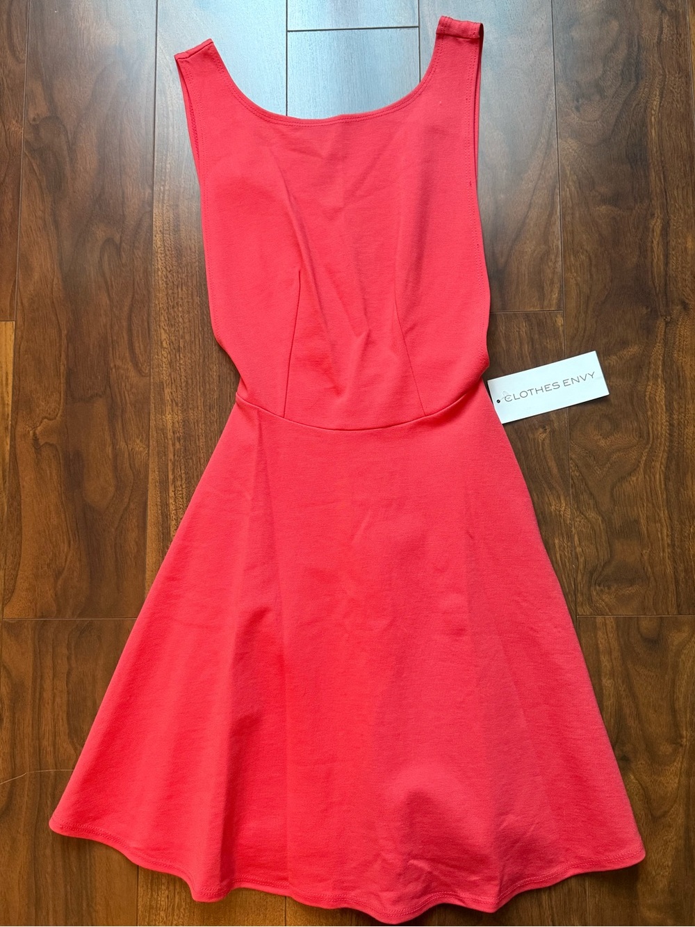 🆕 Coral Pink Sleeveless Open Back Skater Mini Dress / Size: Small / NWT!!